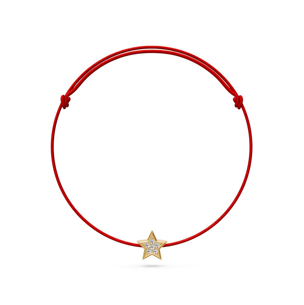 String Bracelet with Diamond in Yellow Gold "Star" JFA202006