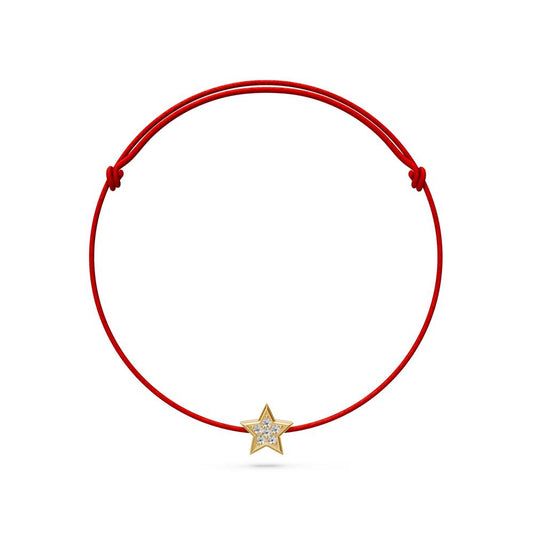 String Bracelet with Diamond in Yellow Gold "Star" JFA202006