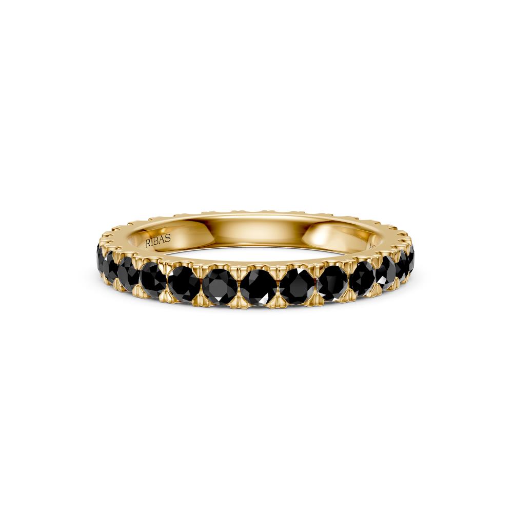 Black Diamond Band Ring in Yellow Gold JFA200857