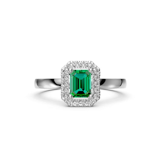 Diamond Ring with Tsavorites in White Gold R36301224