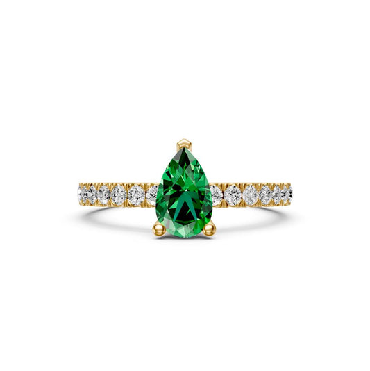Diamond Ring with Tsavorites in Yellow Gold R39560125