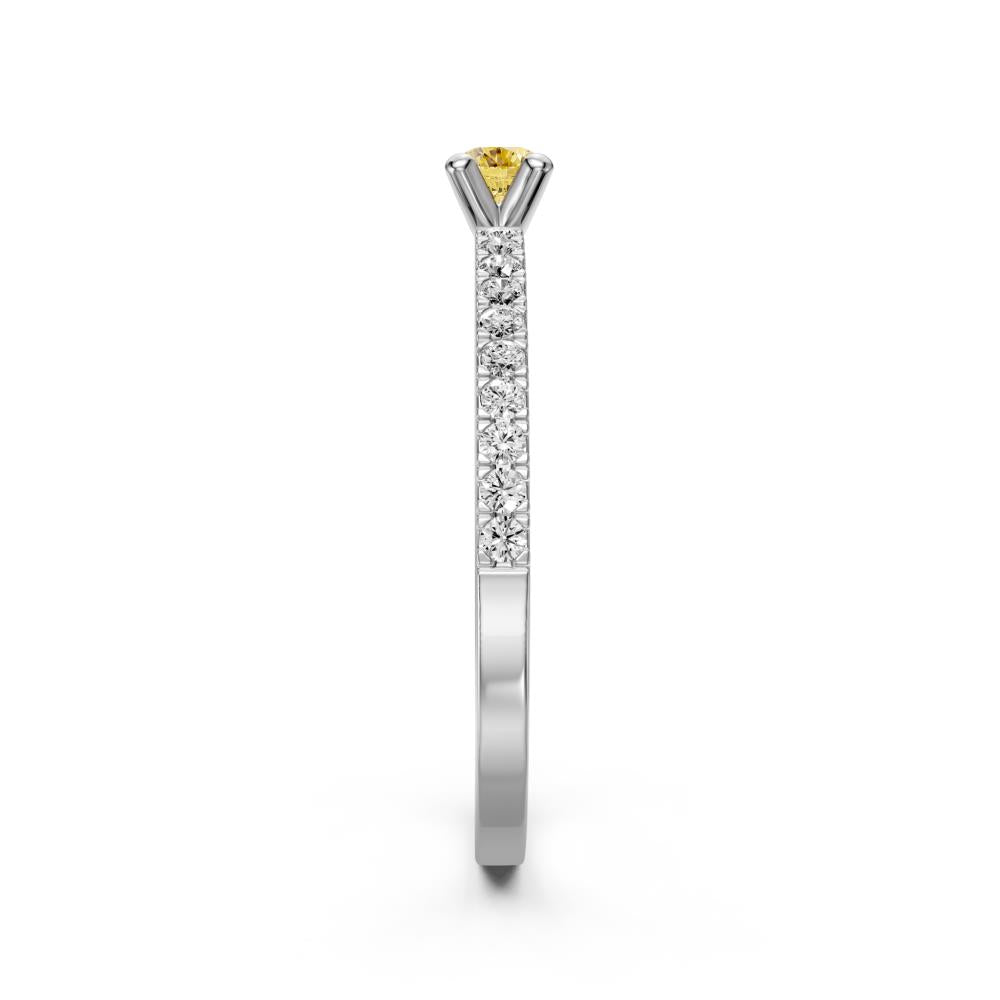 Diamond Ring with Yellow Sapphire in White Gold R03140325