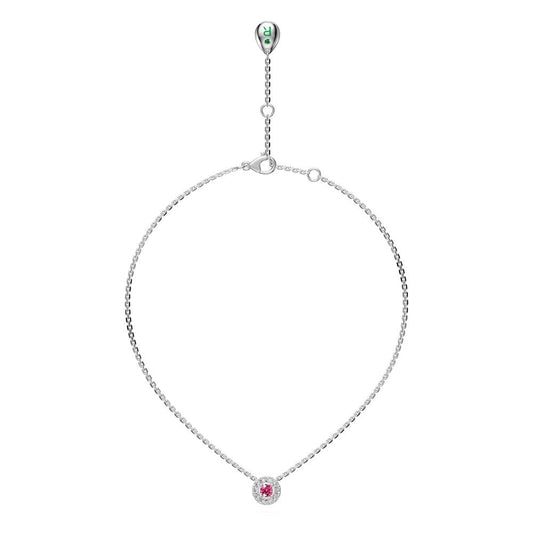 Pink Sapphires and Diamond Halo Necklace R37601224
