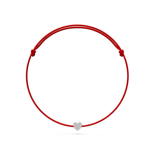 String Bracelet with Diamond in White Gold "Heart" R07490924