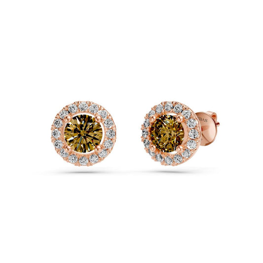 Cognac Diamond Earrings in Rose Gold