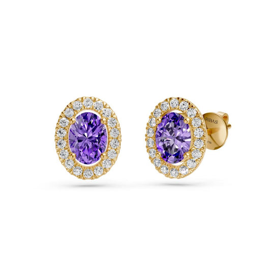 Diamond Earrings with Tanzanite in Yellow Gold R37671224
