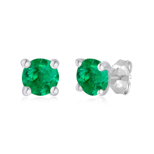 Emerald Earrings in White Gold