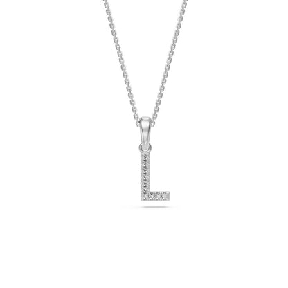 White Gold Mini Pendant Necklace with Diamonds, letter L JFA199021