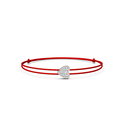 String Bracelet with Diamond in White Gold "Half Heart" R07760924