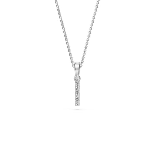 White Gold Mini Pendant Necklace with Diamonds, letter I JFA198998