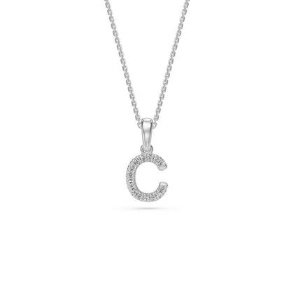 White Gold Mini Pendant Necklace with Diamonds, letter C JFA198988