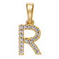 Yellow Gold Mini Pendant Necklace with Diamonds, letter R JFA199018