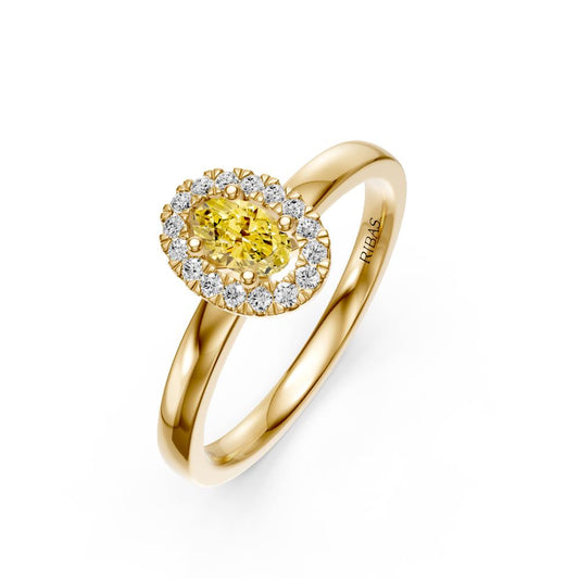 Diamond Ring with Yellow Sapphire in Yellow Gold R03870325
