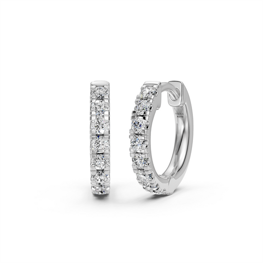 Diamond Hoop Earrings in White Gold JFA202374