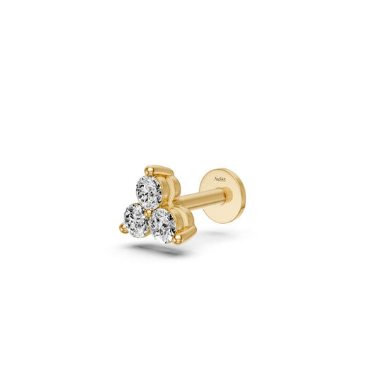 Triple Diamond Piercing in Yellow Gold 0,12ct R25270725