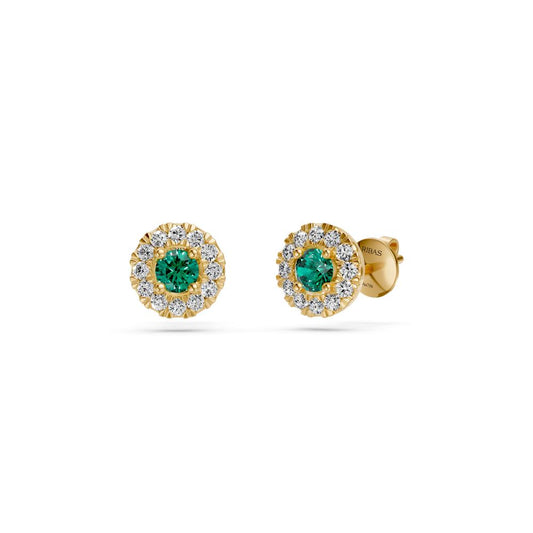 Green Sapphire and Diamonds Earrings in Yellow Gold R02050325
