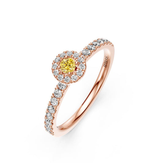 Diamond Ring with Yellow Sapphire in Rose Gold R03260325