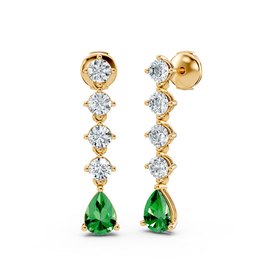 Emerald and Diamond Earrings in Yellow Gold JFA200045