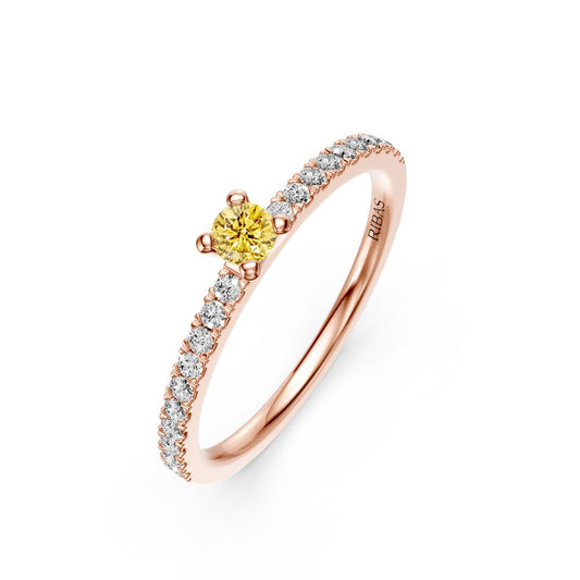 Diamond Ring with Yellow Sapphire in Rose Gold R03160325