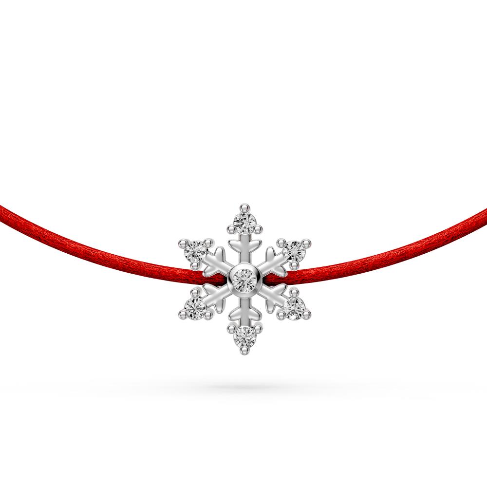 String Bracelet in White Gold and Diamonds "Snowflake" R23071124P