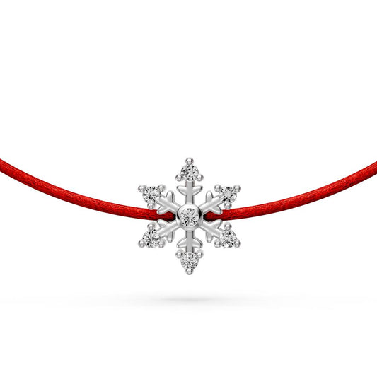 String Bracelet in White Gold and Diamonds "Snowflake" R23071124P