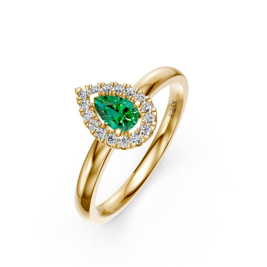 Diamond Ring with Tsavorites in Yellow Gold R38971224
