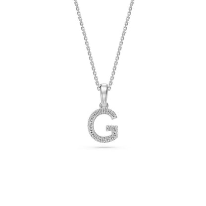 White Gold Mini Pendant Necklace with Diamonds, letter G JFA203546