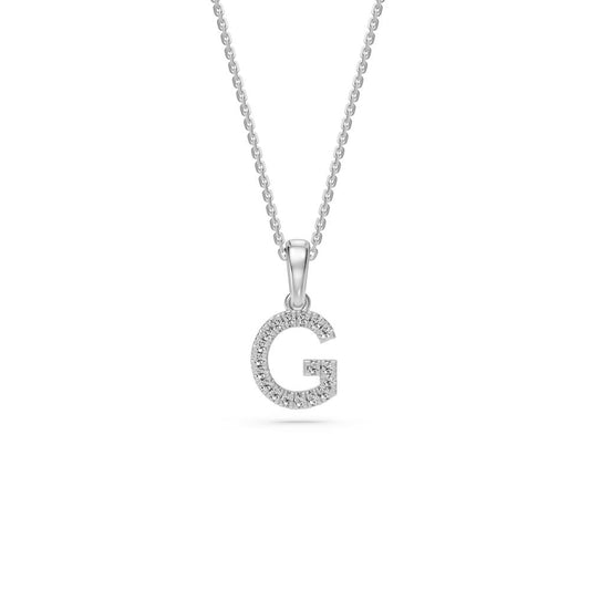 White Gold Mini Pendant Necklace with Diamonds, letter G JFA203546