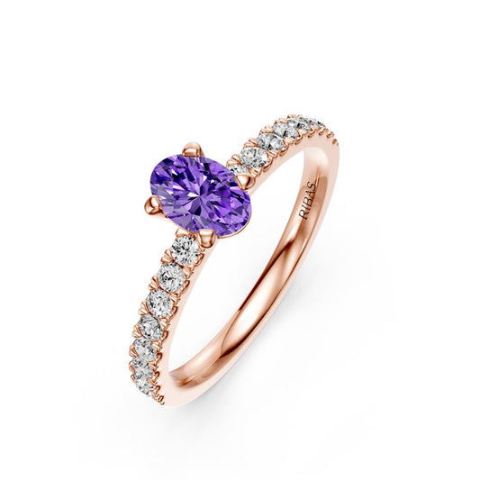 Diamond Ring with Tanzanite in Rose Gold R04300325