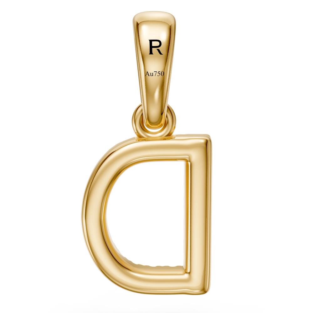 Yellow Gold Mini Pendant Necklace with Diamonds, letter D JFA201791