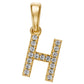 Yellow Gold Mini Pendant Necklace with Diamonds, letter H JFA199026