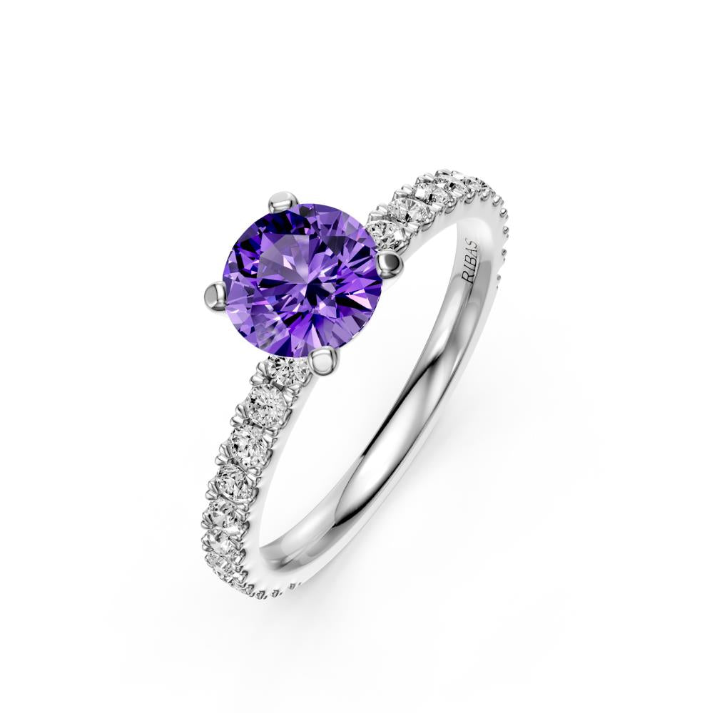 Diamond Ring with Tanzanite in White Gold R37301224