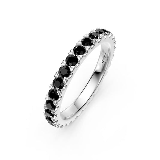 Black Diamond Band Ring in White Gold JFA200824