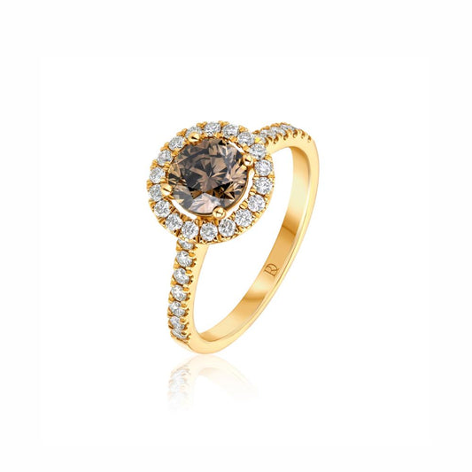 Cognac Diamond Ring in Yellow Gold JFA6132