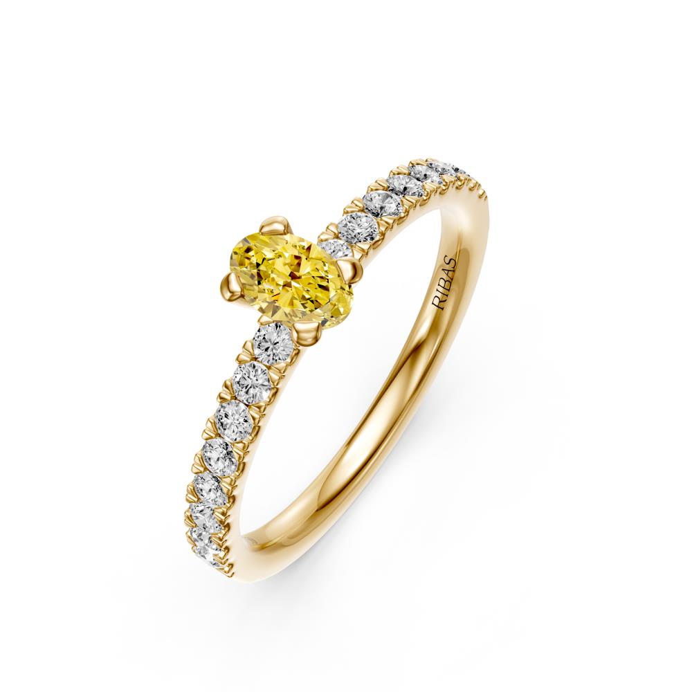 Sapphire Band Ring with Diamonds in Yellow Gold R03890325