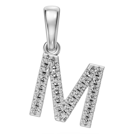 White Gold Mini Pendant Necklace with Diamonds, letter M