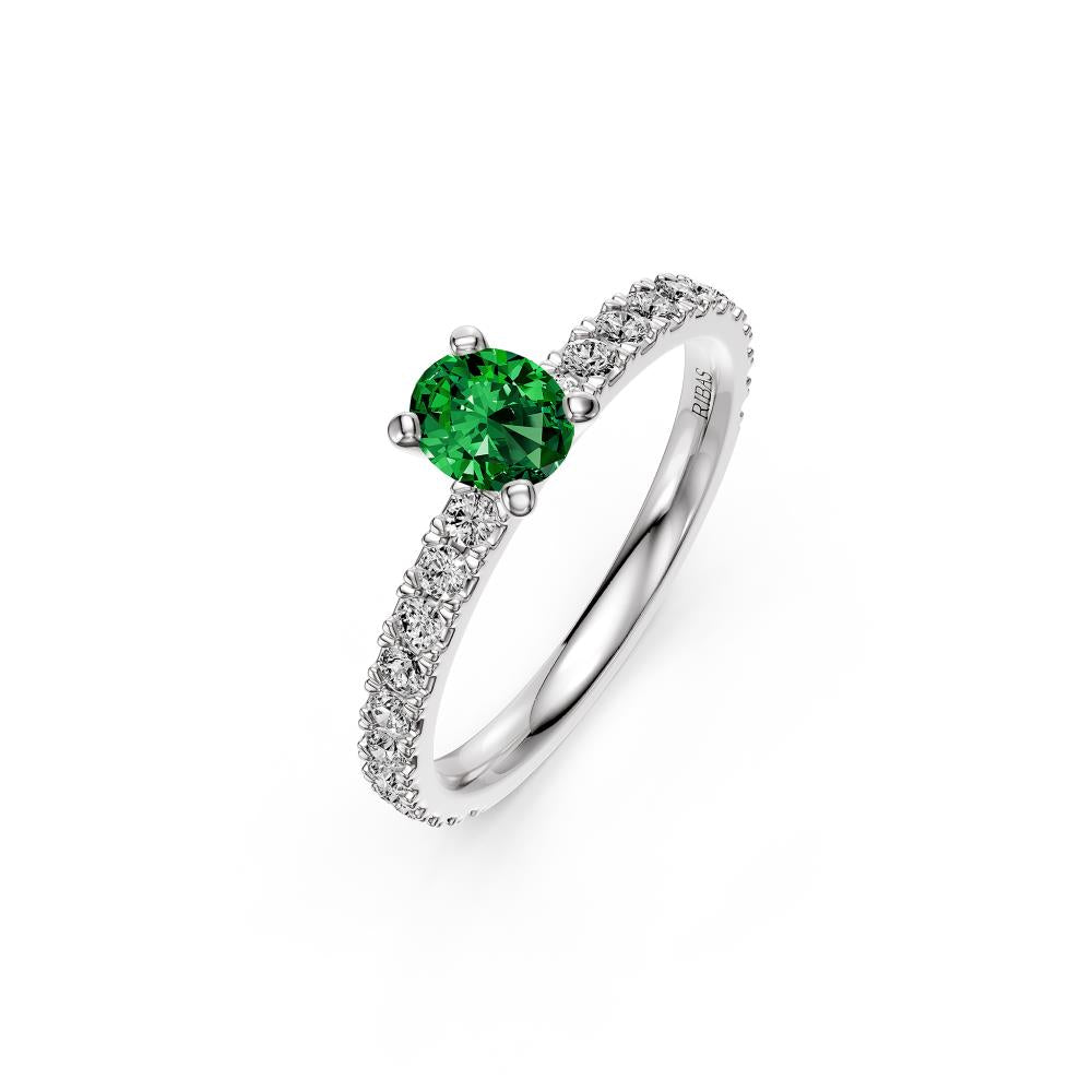 Diamond Ring with Tsavorites in White Gold R36421224