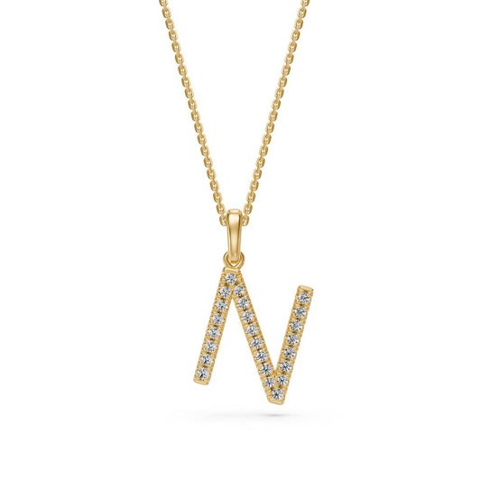 Diamond Letter N Pendant in Yellow Gold JFA19701