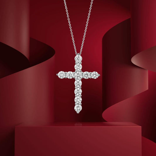 Diamond Cross Pendant in White Gold JFA199944