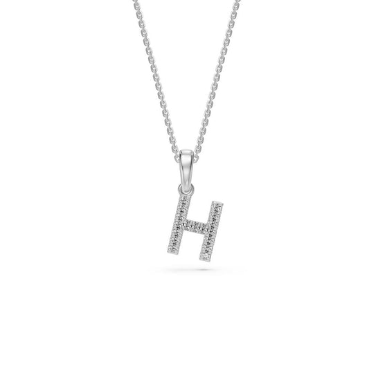 White Gold Mini Pendant Necklace with Diamonds, letter H JFA198992