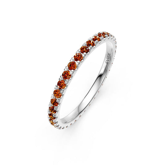 Cognac Diamond Band Ring in White Gold JFA199855