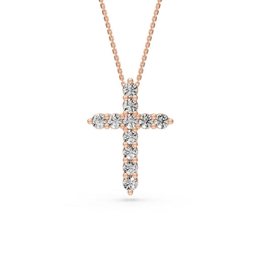 Diamond Cross Pendant in Pink Gold R34881224