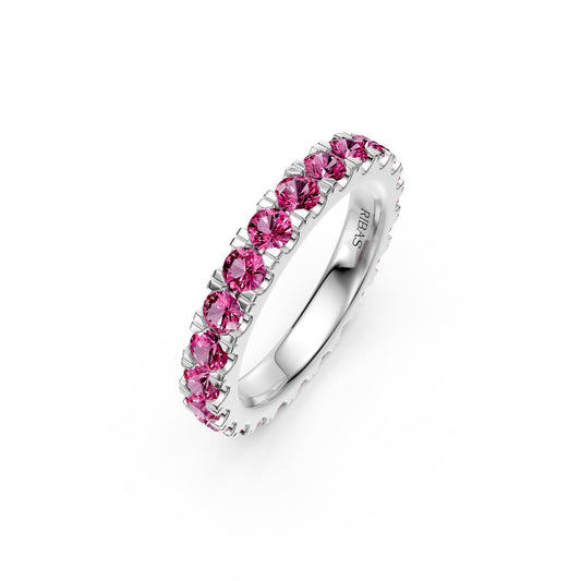 Pink Sapphire Band Ring in White Gold JFA199767