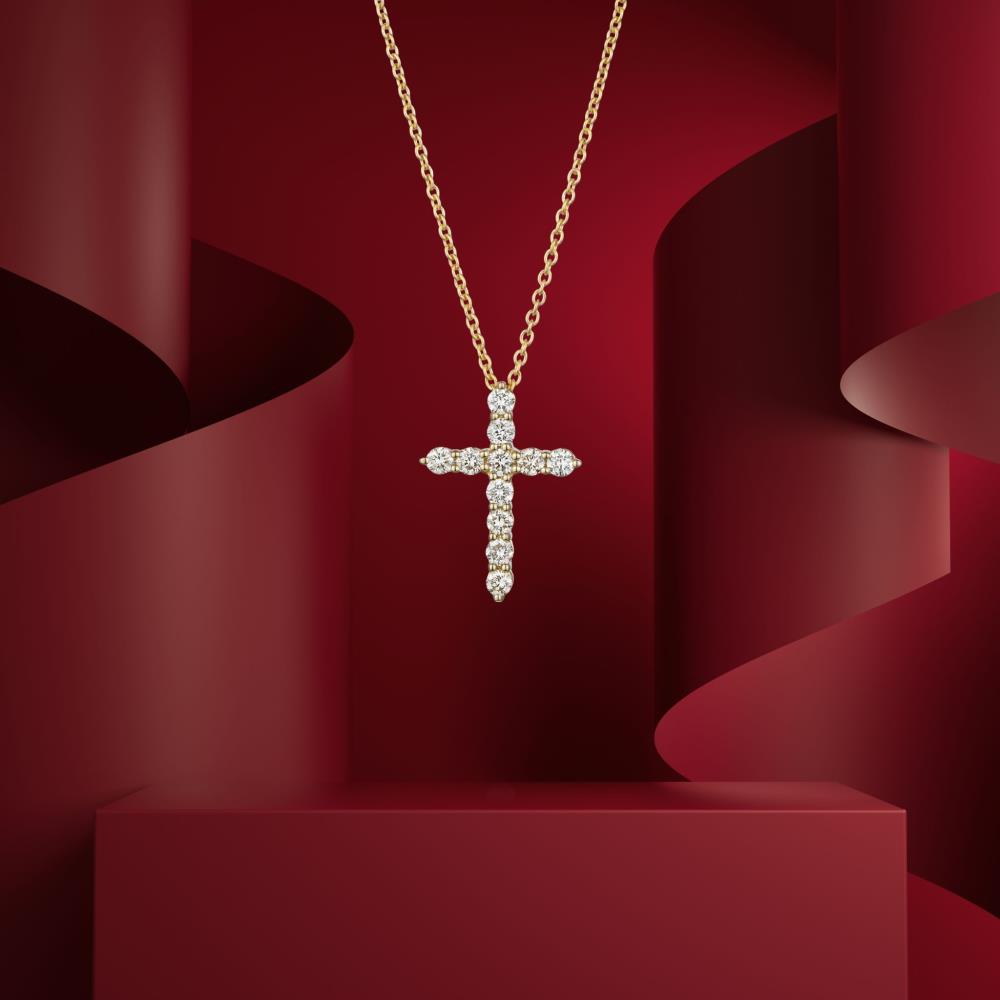 Diamond Cross Pendant in Yellow Gold JFA199933