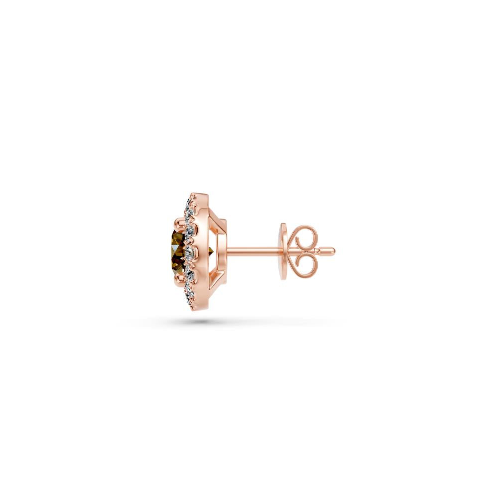 Cognac Diamond Earrings in Rose Gold