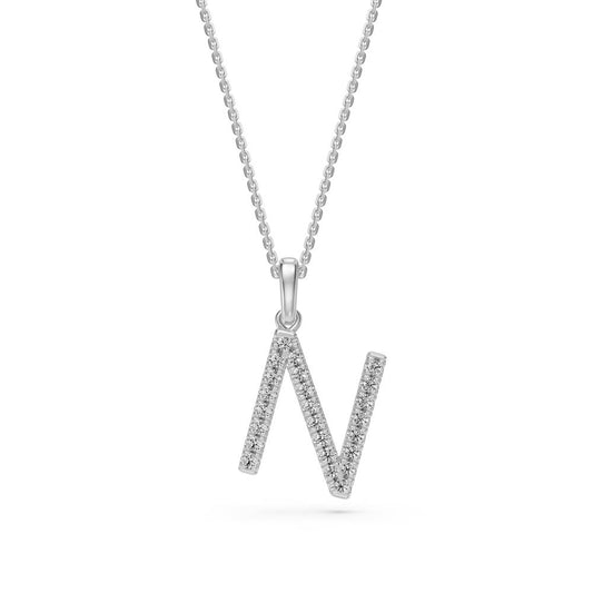 Diamond Letter N Pendant in White Gold JFA19723