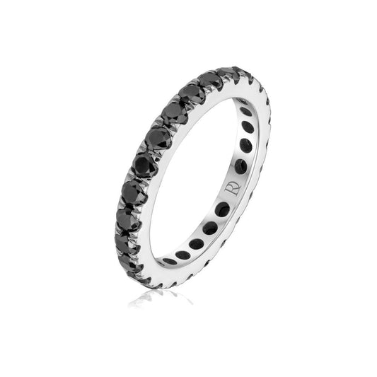 Black Diamond Band Ring in White Gold JFA199866