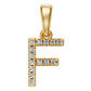 Yellow Gold Mini Pendant Necklace with Diamonds, letter F JFA199020