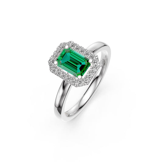 Diamond Ring with Tsavorite in White Gold R36311224