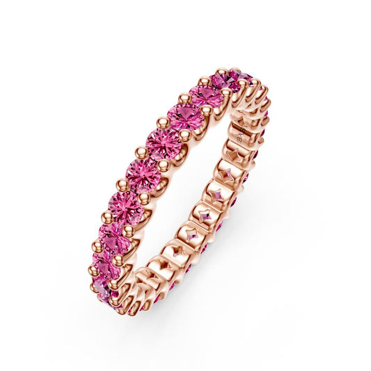Pink Sapphire Band Ring in Rose Gold R02860325